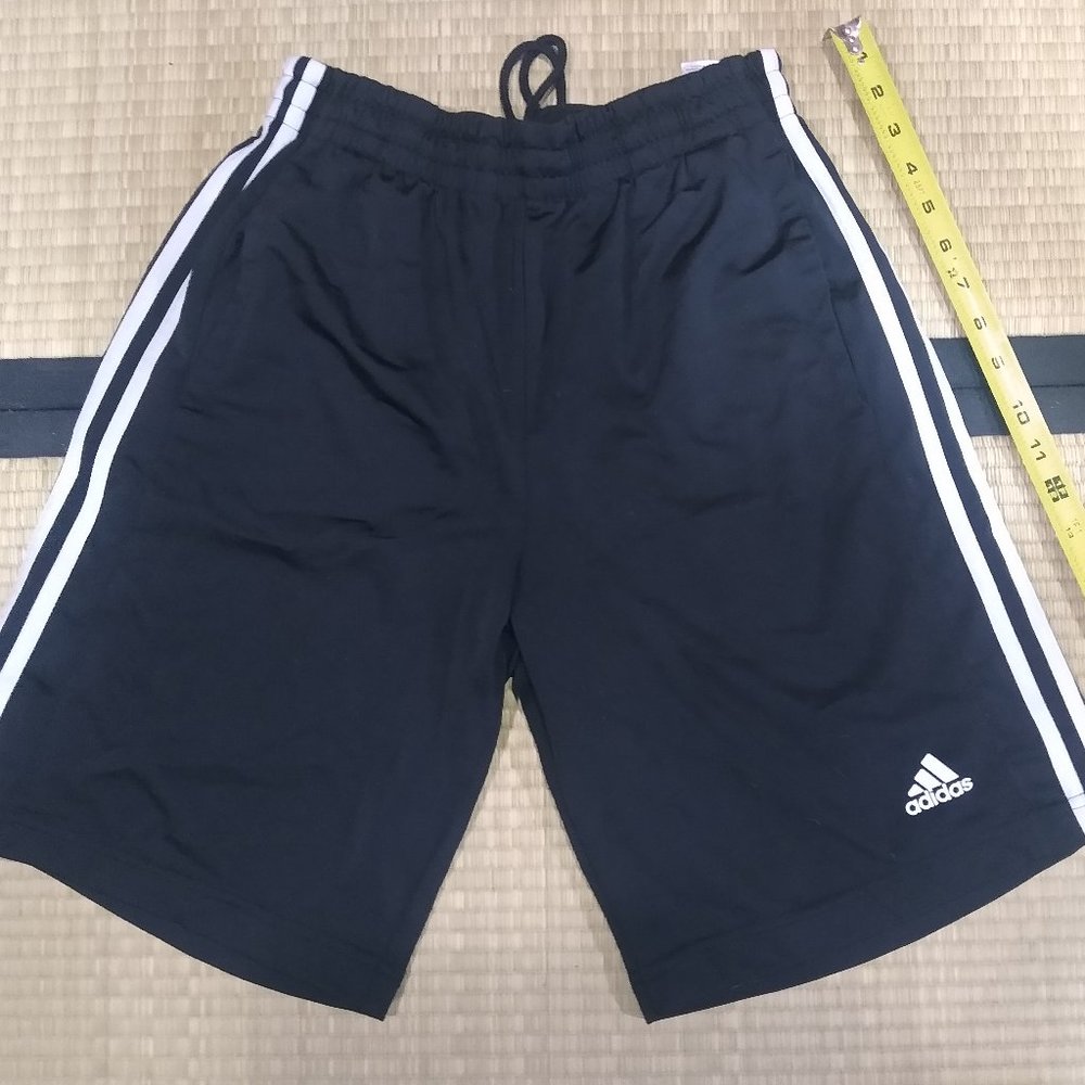 Adidas basketball shorts (black with white stripes) - size large